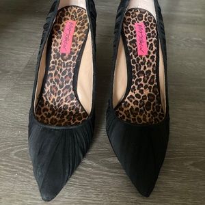 Betsey Johnson Ruched Fabric High Heels